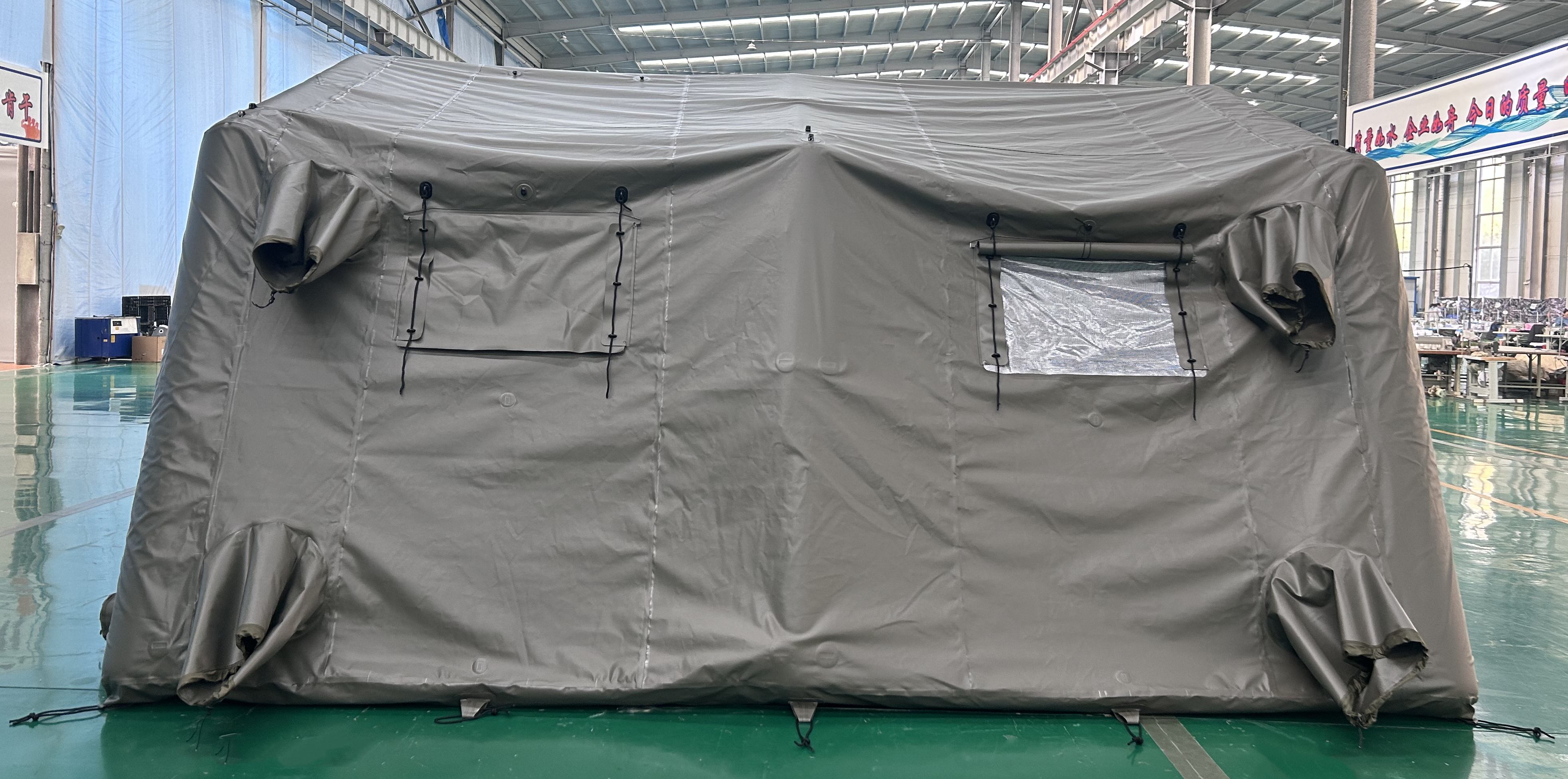olive green inflatable tent window