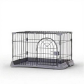 Jaula plegable de alambre de hierro para perros, puerta bloqueable, bandeja de plástico, perrera Rectangular pintada para viajes en interiores y exteriores