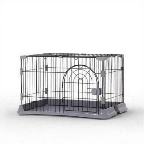Jaula plegable de alambre de hierro para perros, puerta bloqueable, bandeja de plástico, perrera Rectangular pintada para viajes en interiores y exteriores