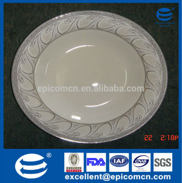 10.5"/27cm new bone china porcelain dinner plates with silver prints at the edge of the plate