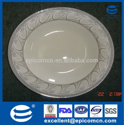 10.5"/27cm new bone china porcelain dinner plates with silver prints at the edge of the plate