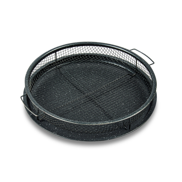 Bộ nấu ăn và nướng bằng đá cẩm thạch màu đen 11 inch: Bao gồm tấm nướng rô, giá dây và giỏ