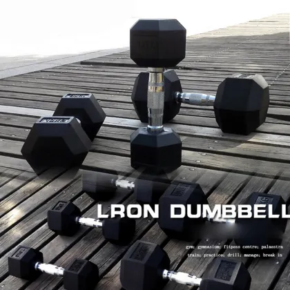 High Quality Gym Equipment Rubber Dumbbells Free Weights Hexagonal Dumbbells Cheapest Dumbbells Online