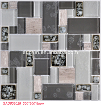 Grays color crystal glass marble mosaic wall tile for decorative