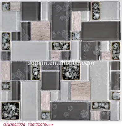 Grays color crystal glass marble mosaic wall tile for decorative