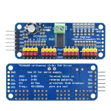 TZT PCA9685PW 16-Channel 12-Bit PWM Servo Shield Driver for Raspberry Pi