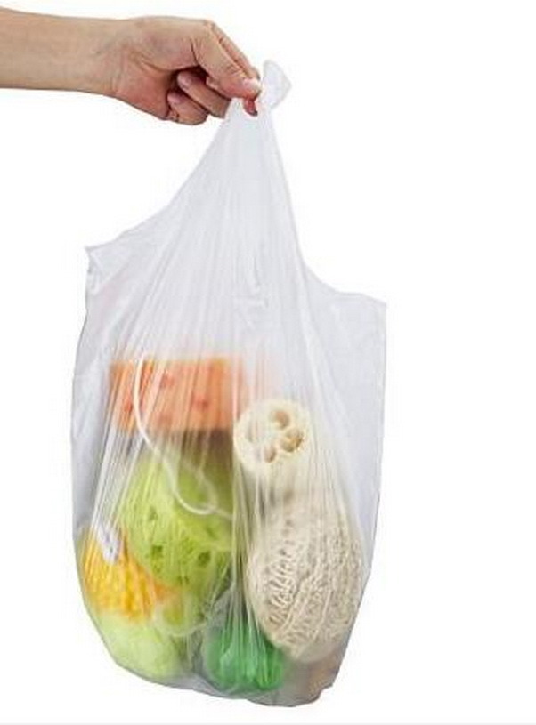 Plastic HDPE Vest Handle Reusable Mesh Produce Bag for Supermarket