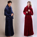 100% polyester plush hooded fleece bathrobe for women