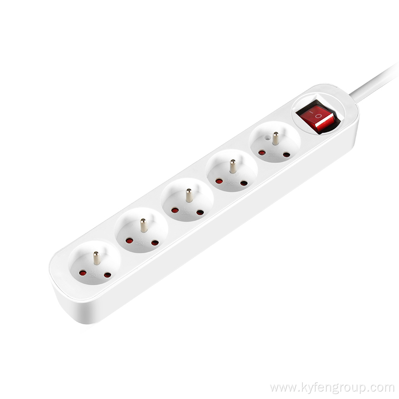 France 5-socket power strip with light switch