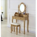 Golden 4 Drawers Dressing Table With Mirror