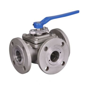 3-Way Ball Valve in Stainless Steel: SS304 and SS316 with Manual Operation