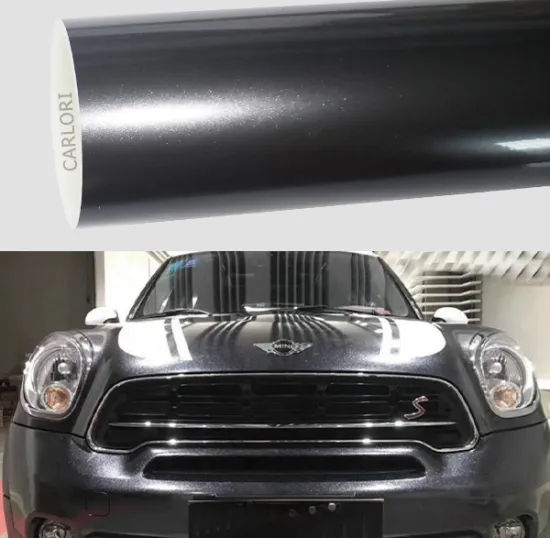 metallic gloss dark grey car wrap vinyl