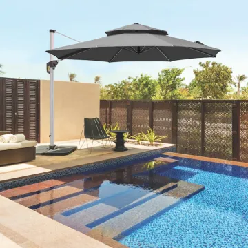 Uplion 10FT Outdoor Aluminum Cantilever Umbrella - Patio Roma Sunshade Parasol