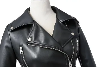 Customized Women Zipper PU Leather Jacket