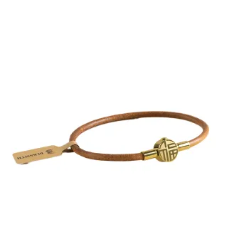 Factory Wholesale Real Cowhide 3mm Fu Character Bracelet for Women