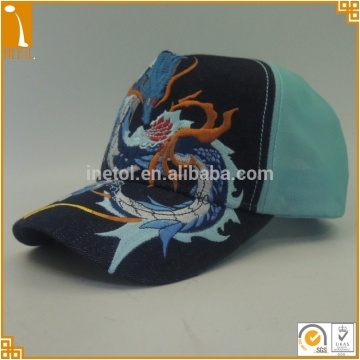 Chinese culture Dragon embroidery 5 panel mesh trucker baseball caps