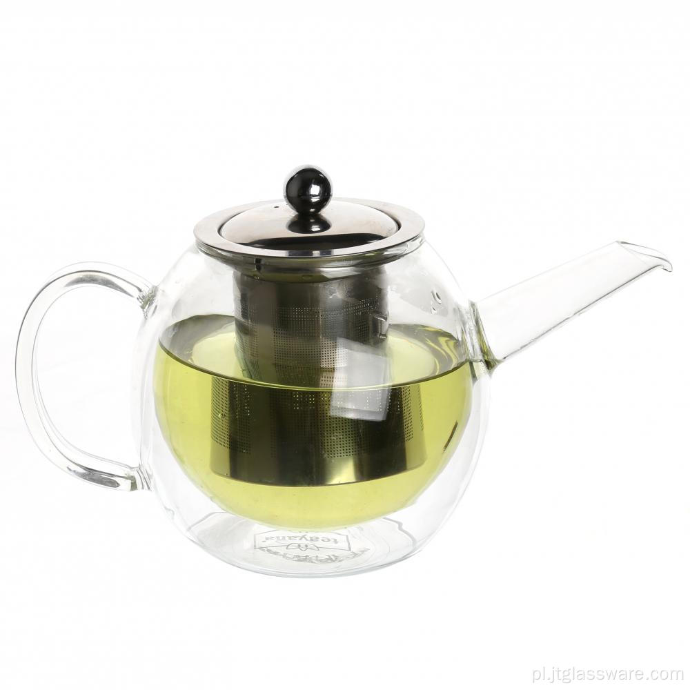 Dwuścienny szklany czajniczek do mrożonej herbaty