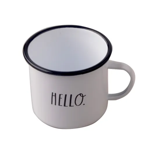 China Manufacture Customized Coffee Milk Enamel Travel Mug Enamel Cup with Hand