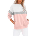 Sweat-shirt de bloc de couleurs de couleurs de l'équipage pour femmes