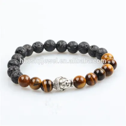 lava stone bracelet natural stone bead bracelet gold buddha bracelet for men
