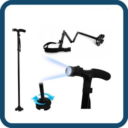 Standable Foldable Walking Stick Cane Magic Foldable Trusty Cane with flashlight