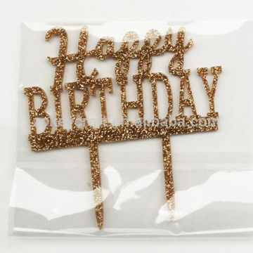 Happy Birthday Acrylic Cake Topper gold glitter