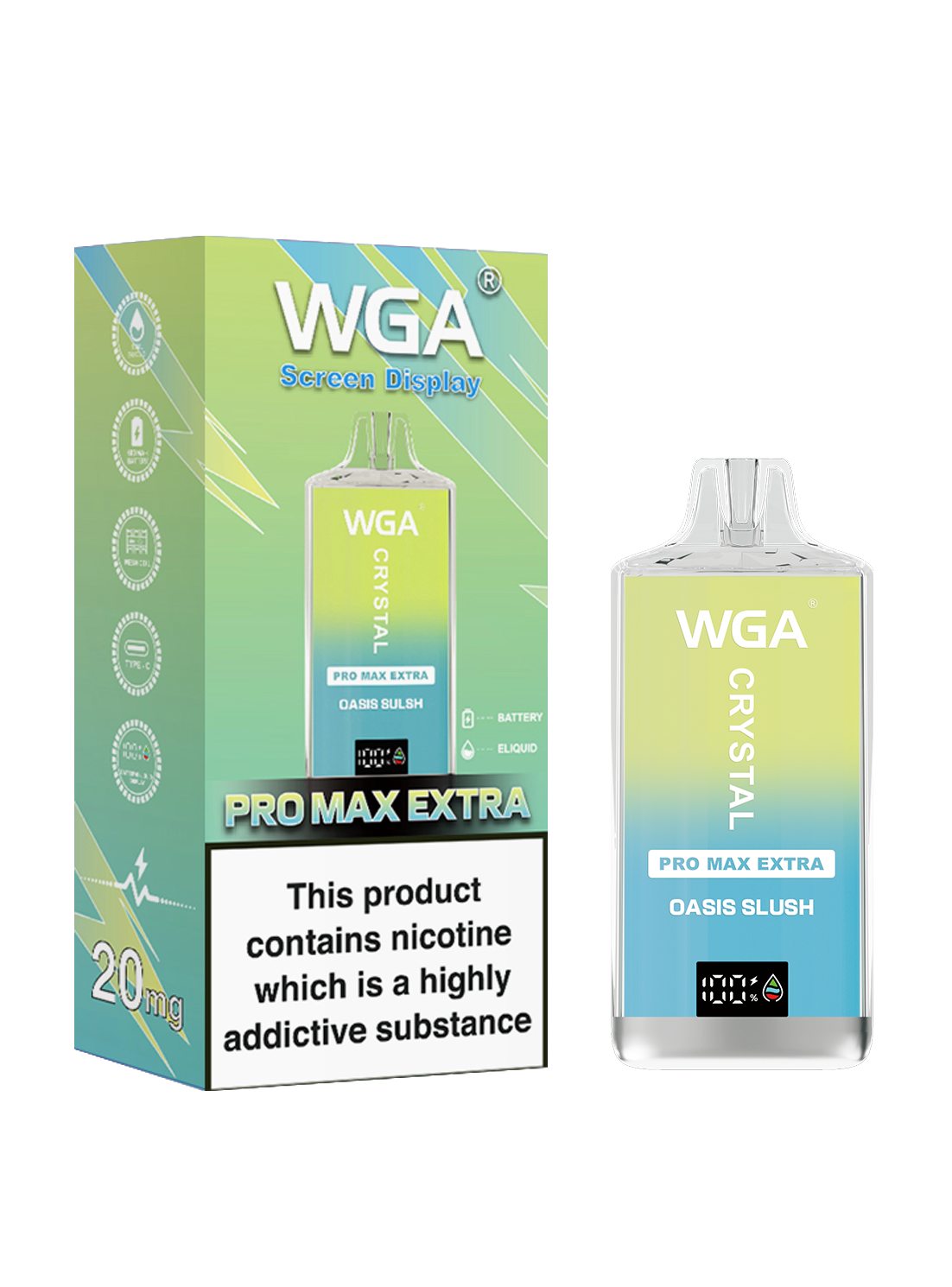 WGA Crystal PRO15K ühekordselt kasutatav Vape UK ladu