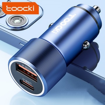Toocki 63W USB-A+Type-C Dual Port Fast Charging Car Charger with LED Indicator