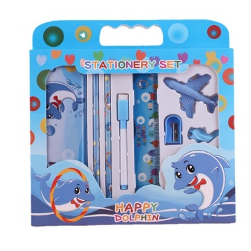 Set di articoli di cartoleria completa 9 in 1: custodia per matita in metallo resistente, affiliazione a matita ergonomica, gomma attraente, matite in legno premium con presa, ideale per bambini