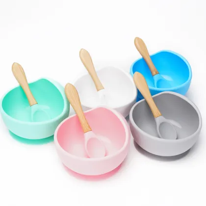 Anti-Scalding Silicone Safe Tableware Baby Suction Bowl Set