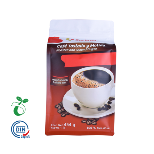 Box Bottom Roast Coffee Bag con cremallera