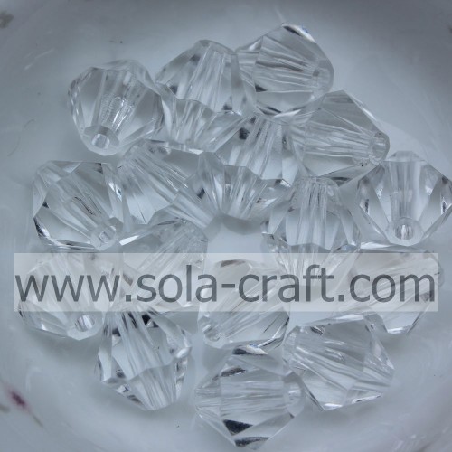 Entretoise transparente de perles acryliques transparentes de Lucite Bicone de différentes tailles et couleurs mélangées