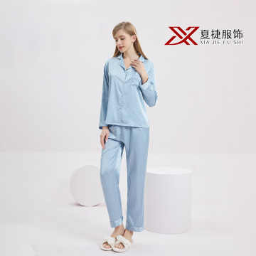 Атласный комплект домашней одежды в горошек Misty Blue