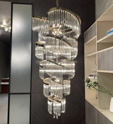 Italian Twin Palms Foyer Crystal Chandelier