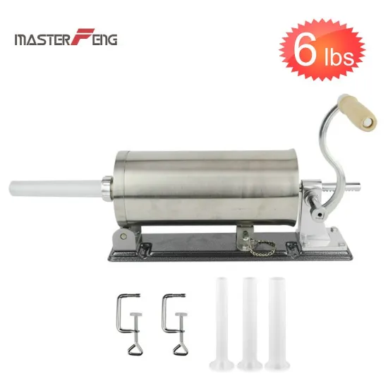 6 LBS homemade sausage stuffer filler stainless steel manual table sausage syringe kitchen tool meat processor sausage maker