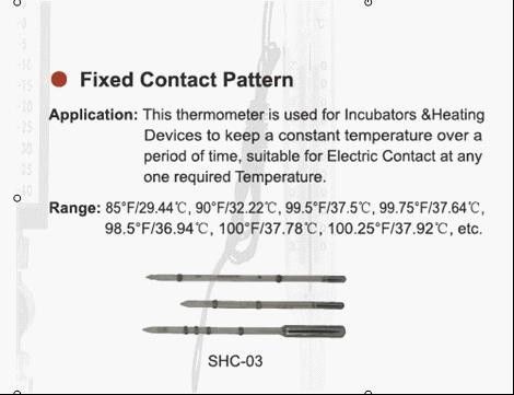 Fixed Contact Pattern Electric Liquid Glass Thermometer For Heating Devices