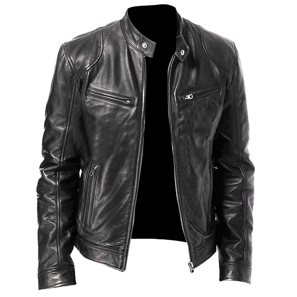Fashion Men jacket Coat autumn winter stand-up collar zipper artificial leather motorcycle windproof jacket