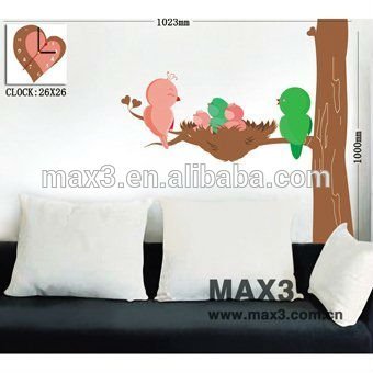 2014 promotional warm and sweet decorative vinyl wall clock sticker for household
