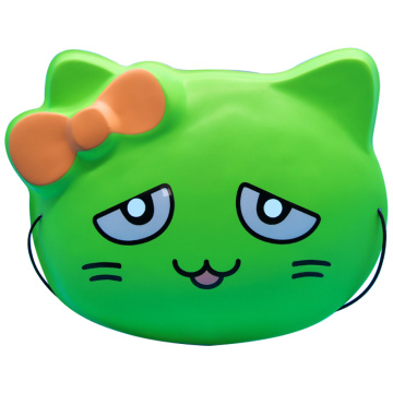 Máscara de festa infantil em PVC com arco de gato verde desenho animado