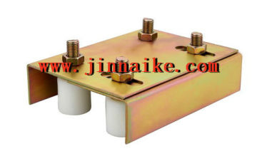 yellow galvanized upper guide nylon roller bracket with four nylon rollers
