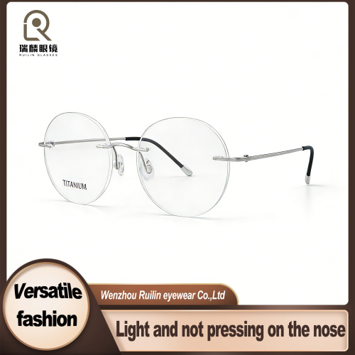 Armações ópticas circulares de titânio com logotipo personalizado