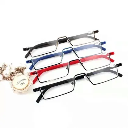 Metal Half-Frame Reading Glasses - Classic Fashion Unisex Eyewear