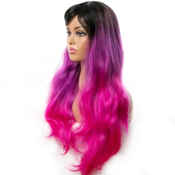 Long Wavy Wigs for Black Women African American Synthetic Hair african american headband purple ombre hair wig
