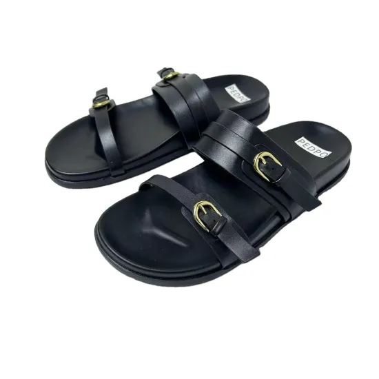 Summer Metal Buckled Thick Sole Slippers for Women and Ladies, Size 43 - ZA Shoes 2024 Collection