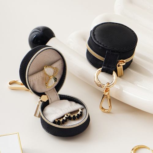 Portable mini Travel Round Velvet jewelry bag