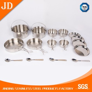 304 SGS stainless steel camping cookware