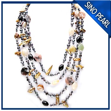 AA 5-6MM/7-8MM Baroque Black Freshwater Cultured Pearl Necklace