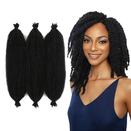 Afro Kinky Marley Braiding Hair Springy Afro Spring Twist Crochet Hair Synthetic Bulk Extensions Marely Braid For African Women