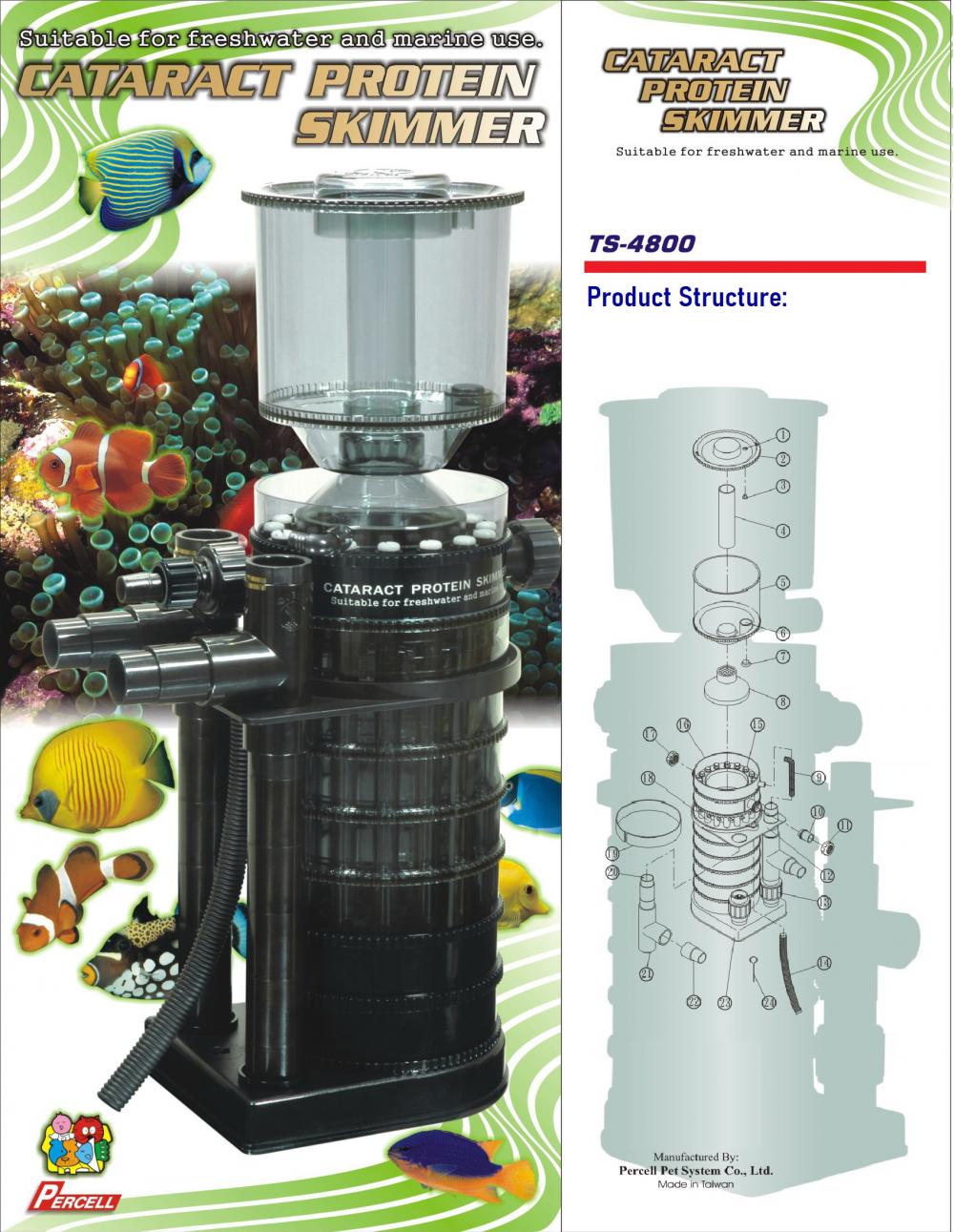 Percell Aquarium Cataract Protein Skimmer