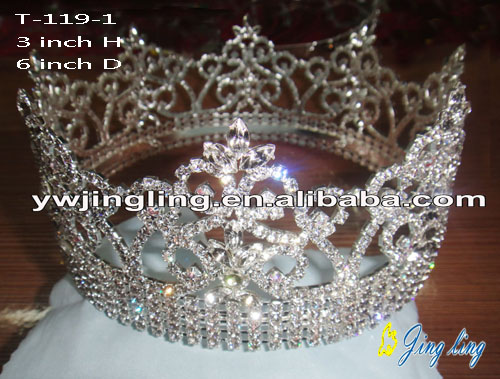 Full Round Rhinestone Beauty Queen Crowns For Sale